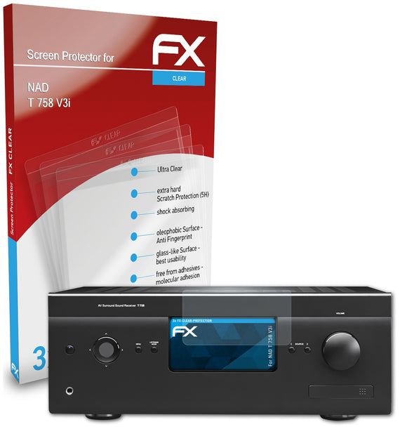 atFoliX FX-Clear Schutzfolie für NAD T 758 V3i