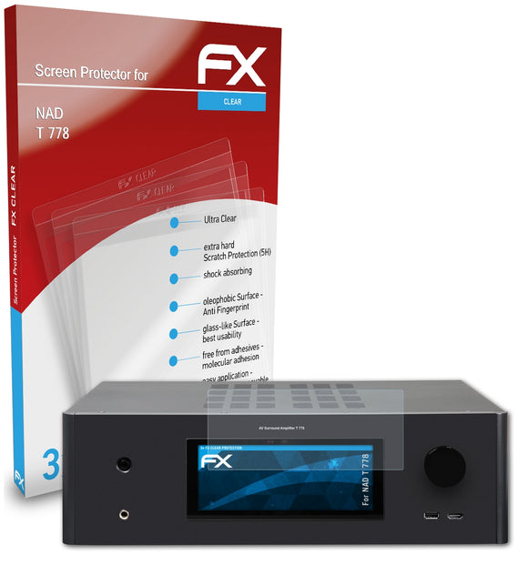 atFoliX FX-Clear Schutzfolie für NAD T 778