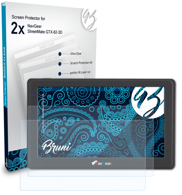 Bruni Basics-Clear Displayschutzfolie für NavGear StreetMate GTX-62-3D