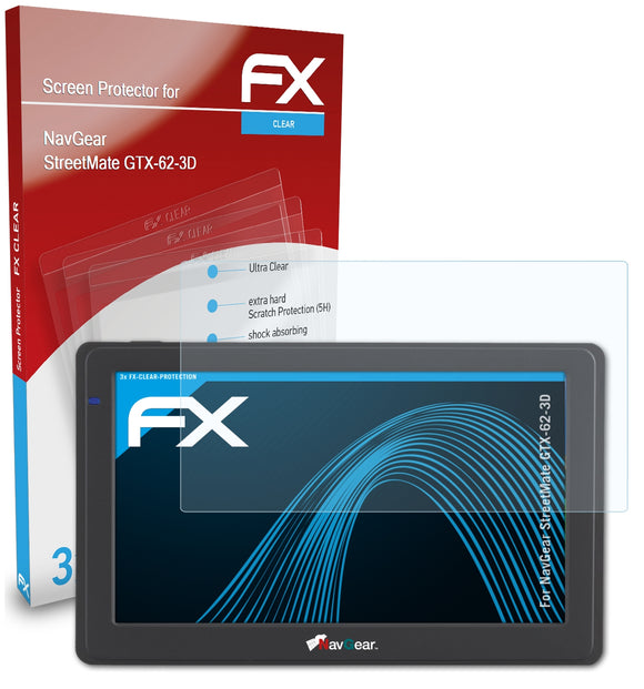 atFoliX FX-Clear Schutzfolie für NavGear StreetMate GTX-62-3D