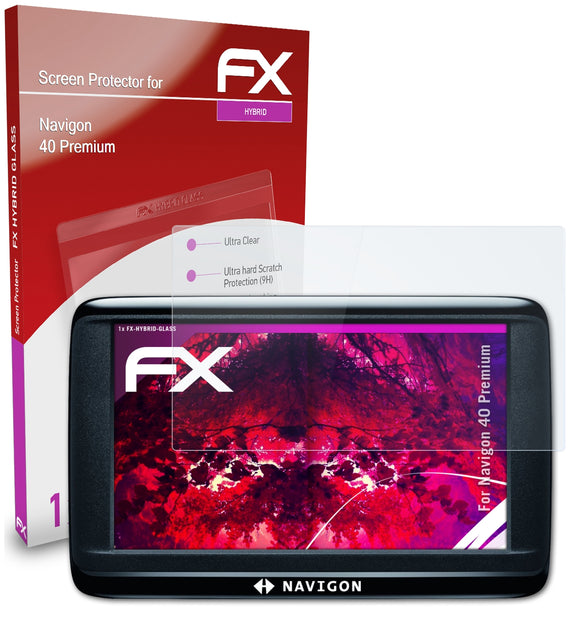 atFoliX FX-Hybrid-Glass Panzerglasfolie für Navigon 40 Premium