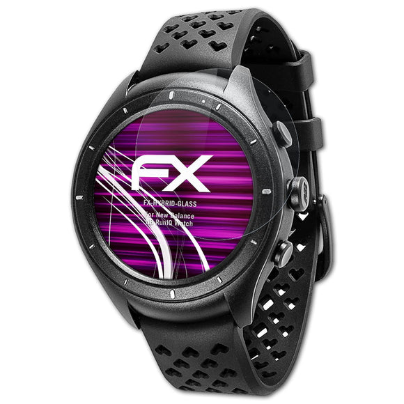 atFoliX FX-Hybrid-Glass Panzerglasfolie für New Balance NB RunIQ Watch