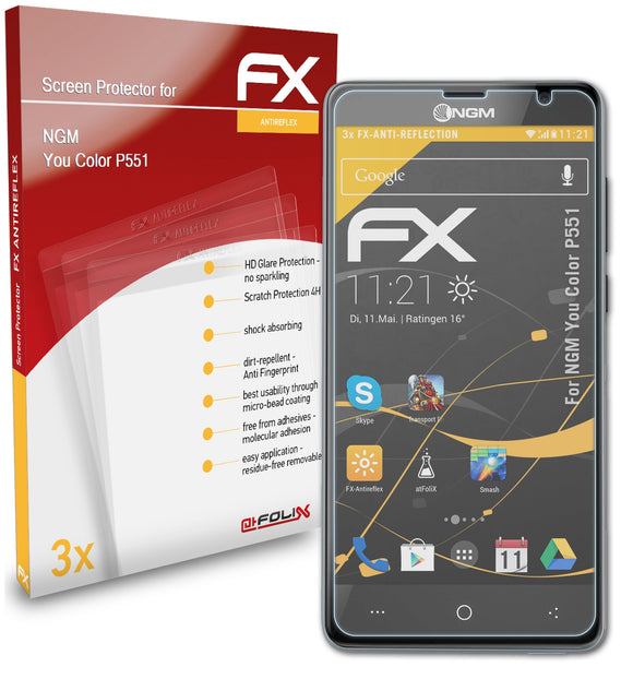 atFoliX FX-Antireflex Displayschutzfolie für NGM You Color P551