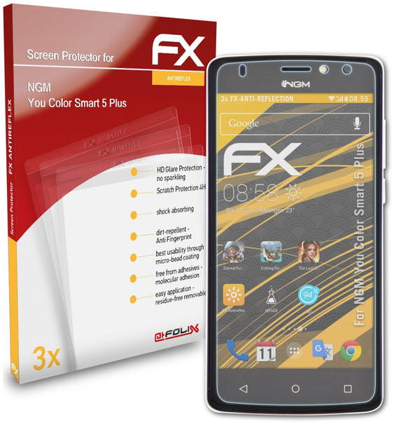 atFoliX FX-Antireflex Displayschutzfolie für NGM You Color Smart 5 Plus