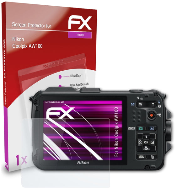 atFoliX FX-Hybrid-Glass Panzerglasfolie für Nikon Coolpix AW100