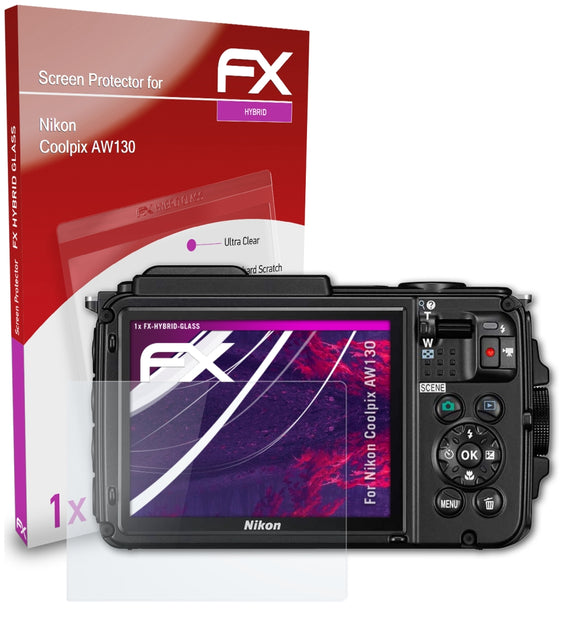 atFoliX FX-Hybrid-Glass Panzerglasfolie für Nikon Coolpix AW130