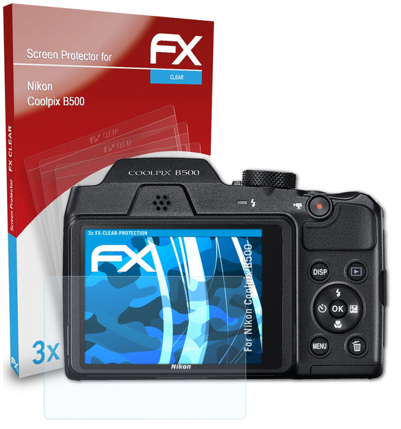 atFoliX FX-Clear Schutzfolie für Nikon Coolpix B500
