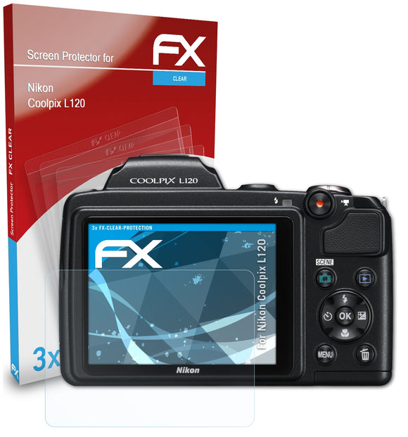 atFoliX FX-Clear Schutzfolie für Nikon Coolpix L120