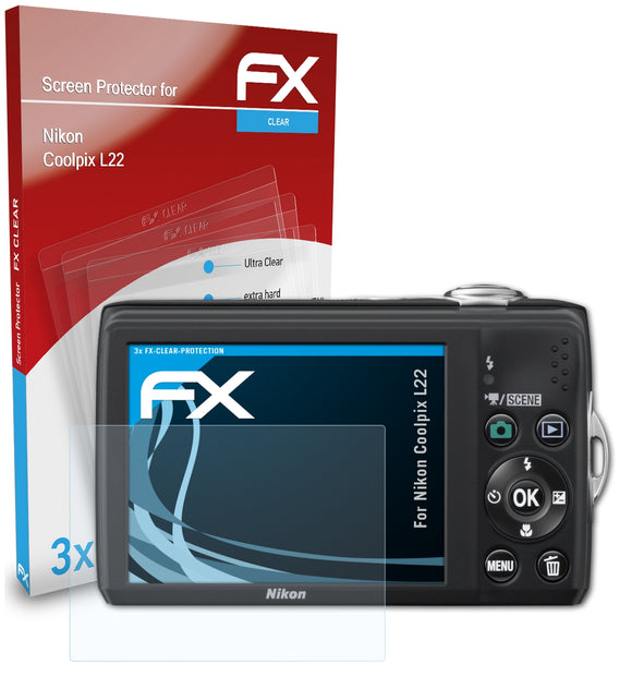 atFoliX FX-Clear Schutzfolie für Nikon Coolpix L22