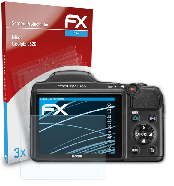 atFoliX FX-Clear Schutzfolie für Nikon Coolpix L820