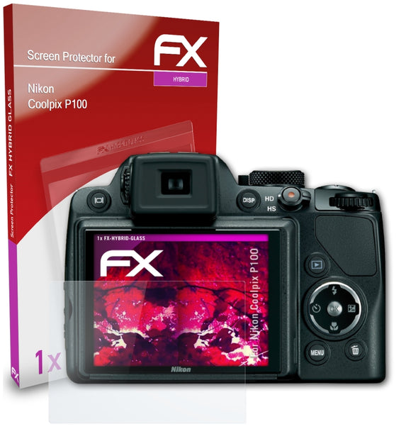 atFoliX FX-Hybrid-Glass Panzerglasfolie für Nikon Coolpix P100