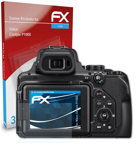 atFoliX FX-Clear Schutzfolie für Nikon Coolpix P1000