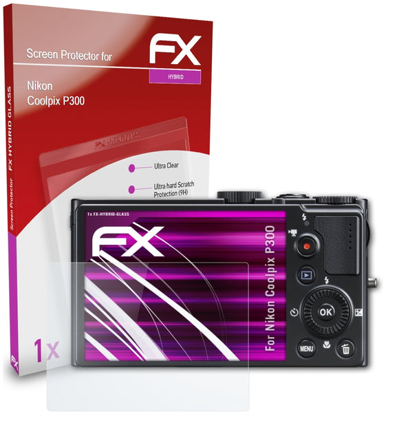 atFoliX FX-Hybrid-Glass Panzerglasfolie für Nikon Coolpix P300