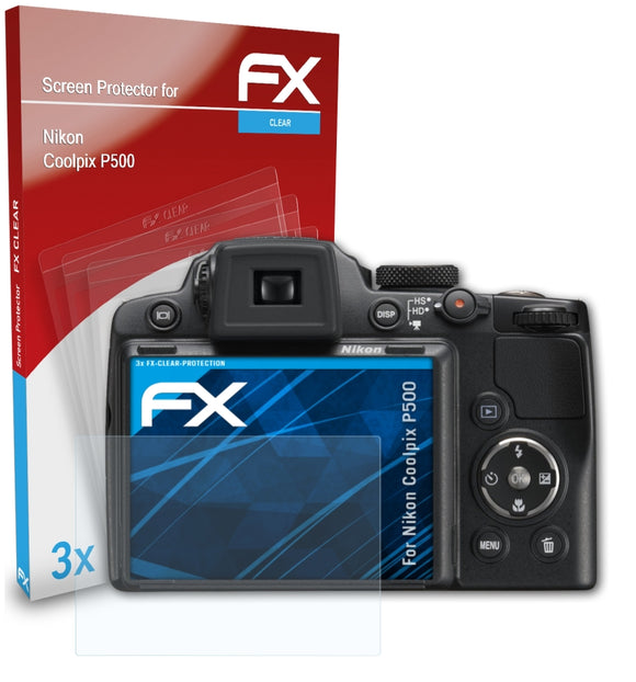 atFoliX FX-Clear Schutzfolie für Nikon Coolpix P500