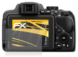 Panzerfolie atFoliX kompatibel mit Nikon Coolpix P600, entspiegelnde und stoßdämpfende FX (3X)
