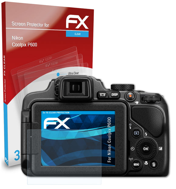 atFoliX FX-Clear Schutzfolie für Nikon Coolpix P600