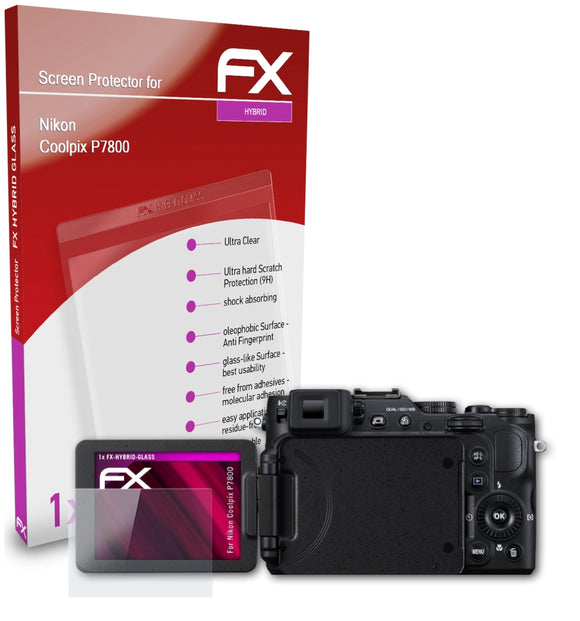 atFoliX FX-Hybrid-Glass Panzerglasfolie für Nikon Coolpix P7800