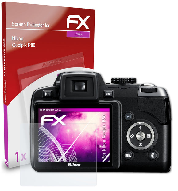 atFoliX FX-Hybrid-Glass Panzerglasfolie für Nikon Coolpix P80