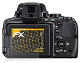 Panzerfolie atFoliX kompatibel mit Nikon Coolpix P900, entspiegelnde und stoßdämpfende FX (3X)