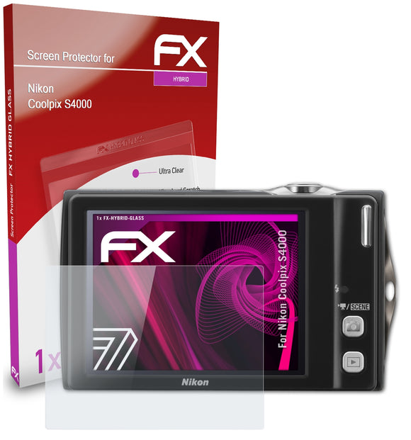 atFoliX FX-Hybrid-Glass Panzerglasfolie für Nikon Coolpix S4000