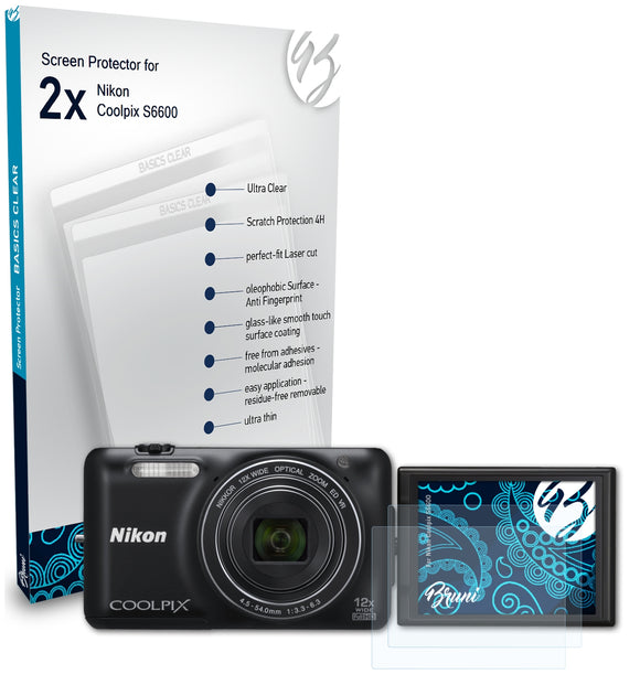 Bruni Basics-Clear Displayschutzfolie für Nikon Coolpix S6600