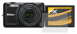 Panzerfolie atFoliX kompatibel mit Nikon Coolpix S6600, entspiegelnde und stoßdämpfende FX (3X)