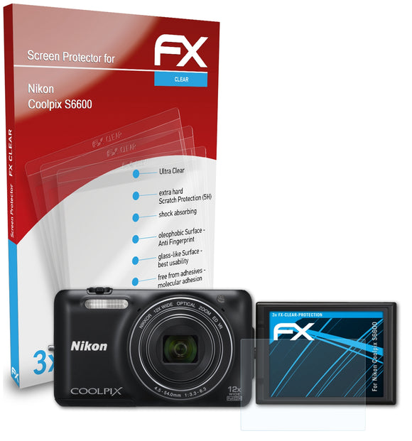 atFoliX FX-Clear Schutzfolie für Nikon Coolpix S6600