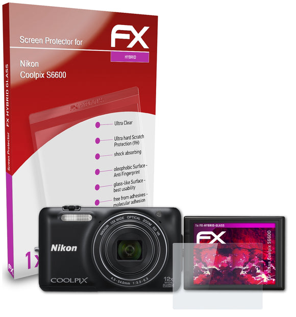 atFoliX FX-Hybrid-Glass Panzerglasfolie für Nikon Coolpix S6600