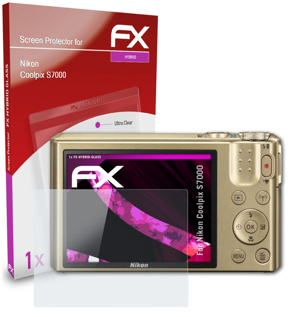 atFoliX FX-Hybrid-Glass Panzerglasfolie für Nikon Coolpix S7000