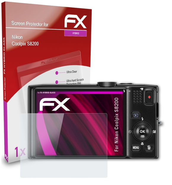 atFoliX FX-Hybrid-Glass Panzerglasfolie für Nikon Coolpix S8200