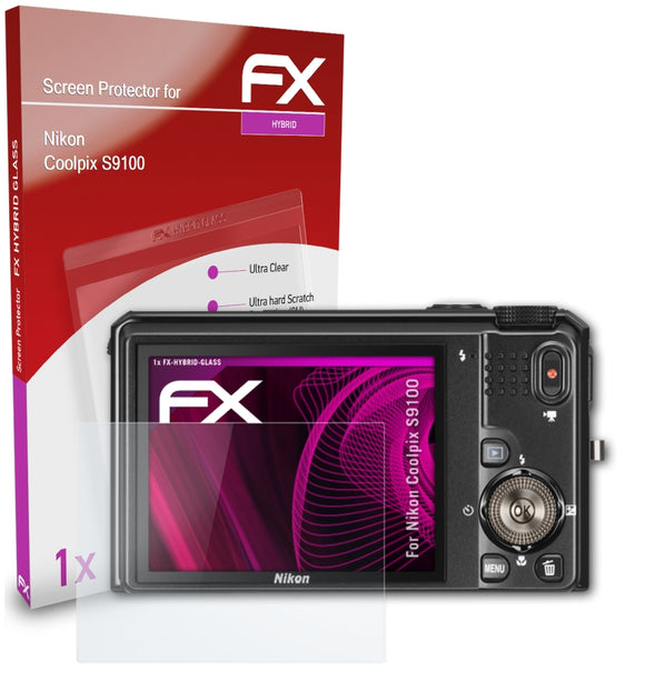 atFoliX FX-Hybrid-Glass Panzerglasfolie für Nikon Coolpix S9100