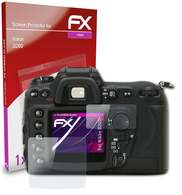 atFoliX FX-Hybrid-Glass Panzerglasfolie für Nikon D200
