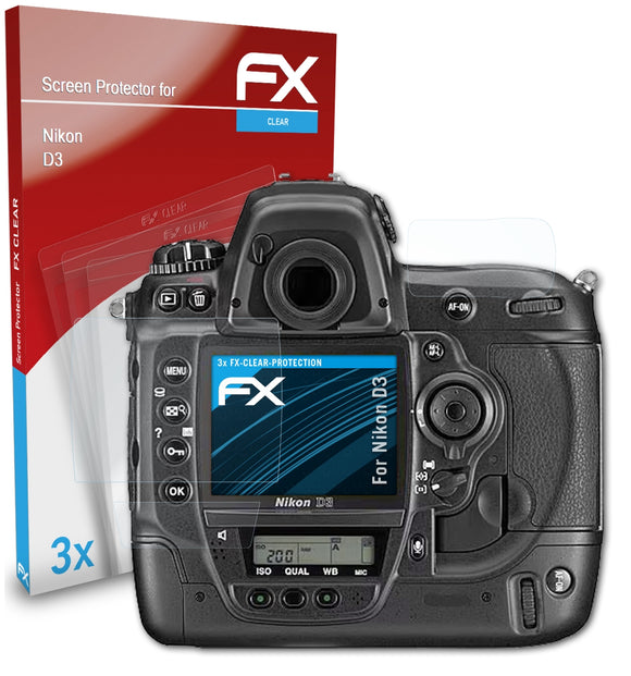 atFoliX FX-Clear Schutzfolie für Nikon D3