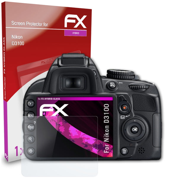atFoliX FX-Hybrid-Glass Panzerglasfolie für Nikon D3100