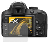 Panzerfolie atFoliX kompatibel mit Nikon D3300, entspiegelnde und stoßdämpfende FX (3X)