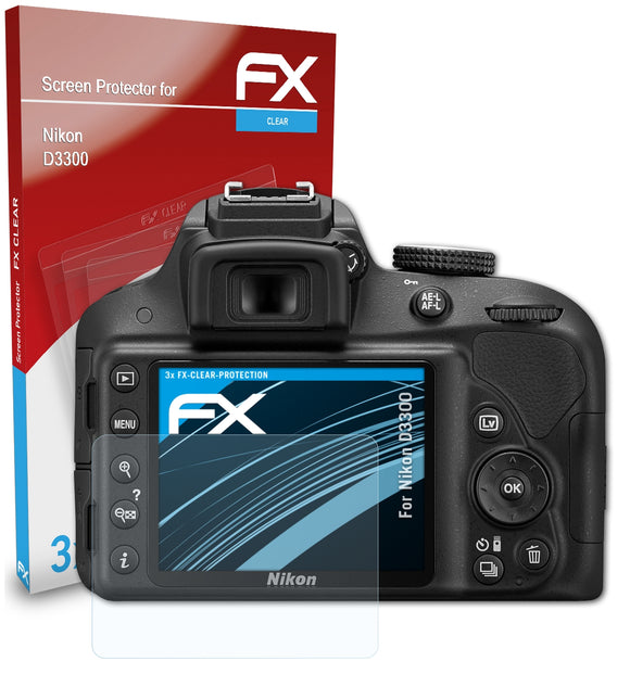 atFoliX FX-Clear Schutzfolie für Nikon D3300