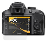 Panzerfolie atFoliX kompatibel mit Nikon D3400, entspiegelnde und stoßdämpfende FX (3X)