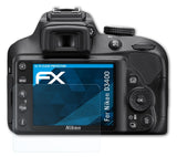 Schutzfolie atFoliX kompatibel mit Nikon D3400, ultraklare FX (3X)