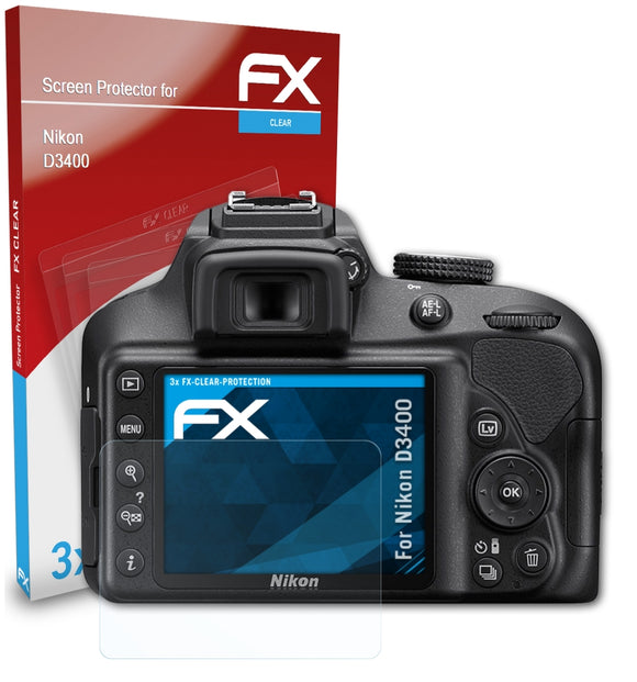 atFoliX FX-Clear Schutzfolie für Nikon D3400