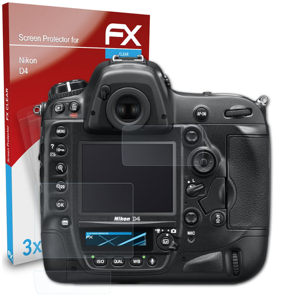 atFoliX FX-Clear Schutzfolie für Nikon D4