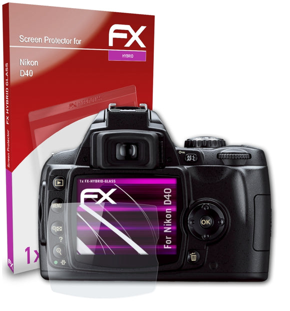atFoliX FX-Hybrid-Glass Panzerglasfolie für Nikon D40
