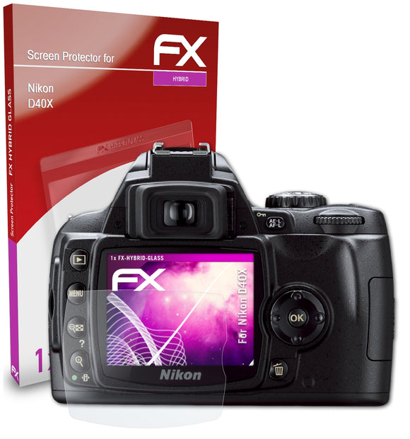 atFoliX FX-Hybrid-Glass Panzerglasfolie für Nikon D40X