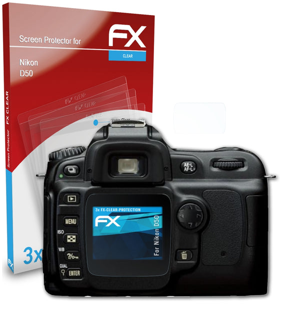 atFoliX FX-Clear Schutzfolie für Nikon D50
