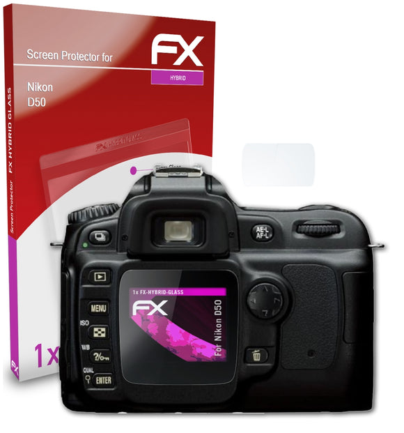 atFoliX FX-Hybrid-Glass Panzerglasfolie für Nikon D50