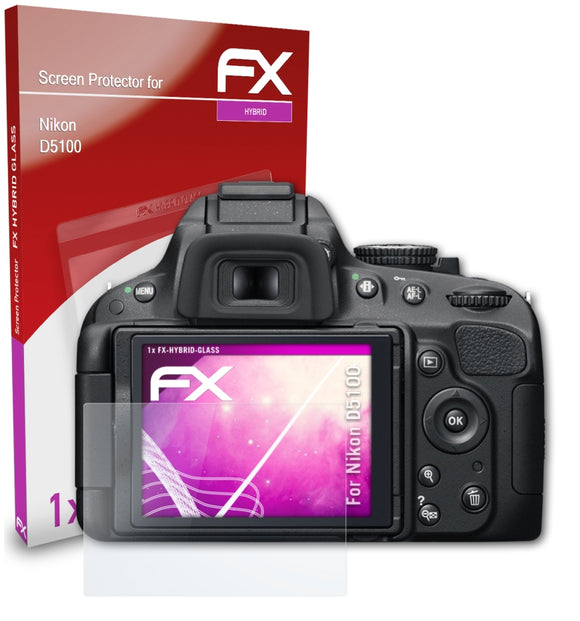 atFoliX FX-Hybrid-Glass Panzerglasfolie für Nikon D5100