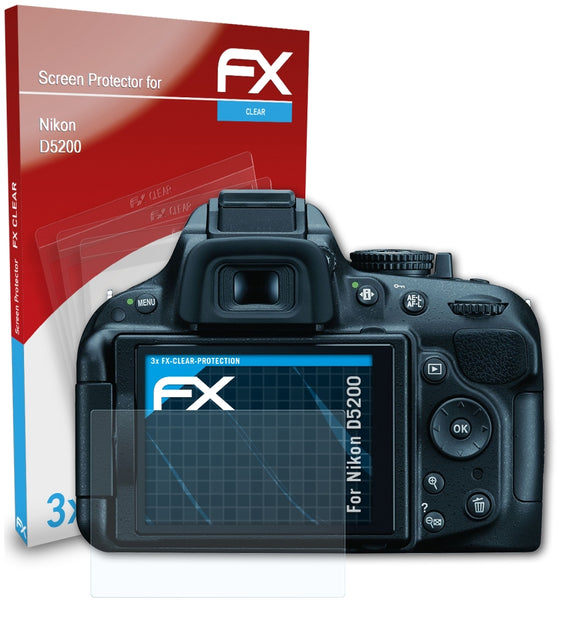 atFoliX FX-Clear Schutzfolie für Nikon D5200