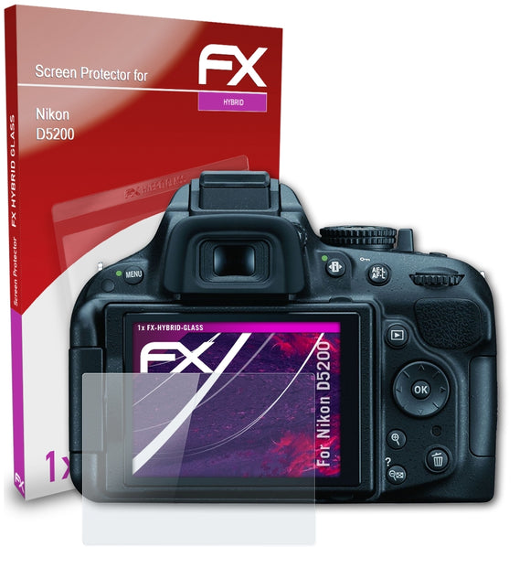 atFoliX FX-Hybrid-Glass Panzerglasfolie für Nikon D5200