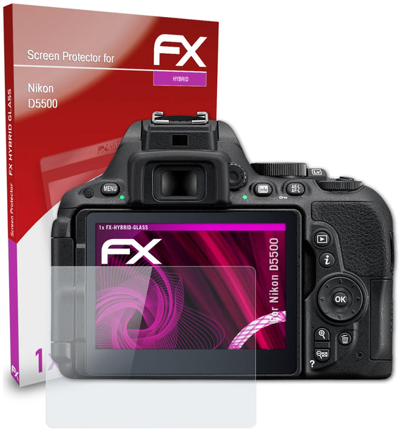 atFoliX FX-Hybrid-Glass Panzerglasfolie für Nikon D5500
