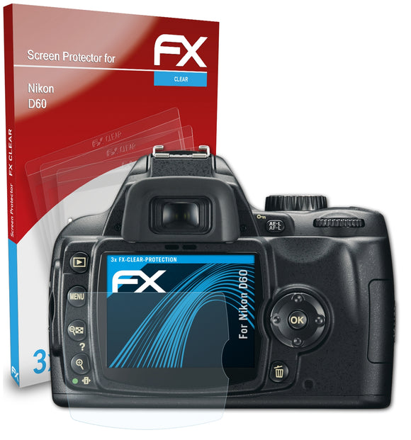 atFoliX FX-Clear Schutzfolie für Nikon D60