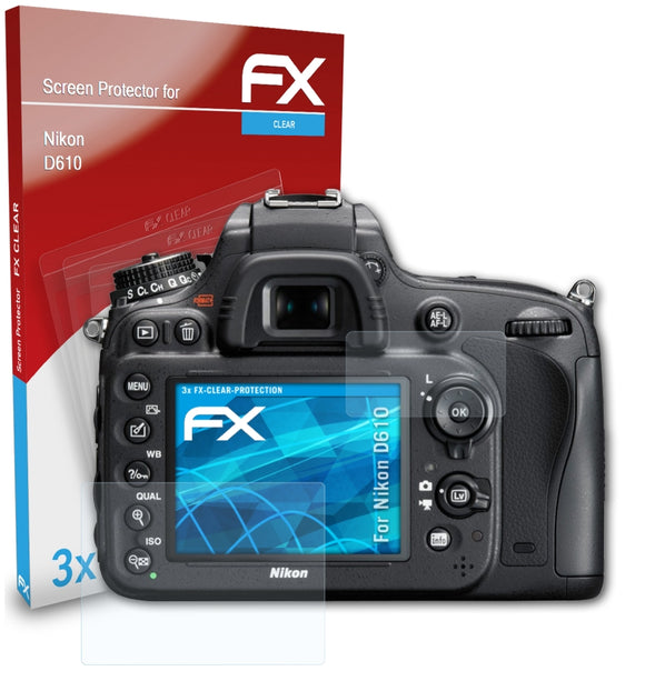 atFoliX FX-Clear Schutzfolie für Nikon D610